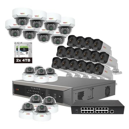 REVO AMERICA Revo America RUP321MD16GB16G-8T Ultra Plus HD 32 Channel 8TB NVR Surveillance System with 32 x 4 Megapixel Cameras RUP321MD16GB16G-8T